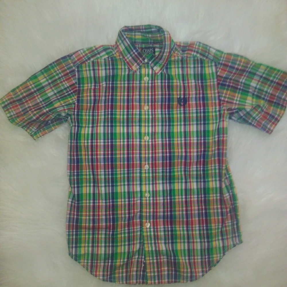 Boy's Chaps Short Sleeved Button Down Shirt EUC